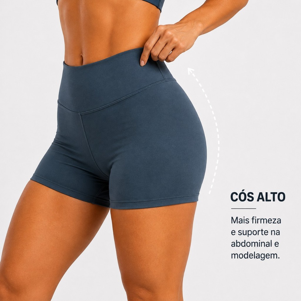 Short Bermuda Legging Feminina Academia Poliamida Cós Alto Modelador Zero Transparência Fitness Levanta Bumbum