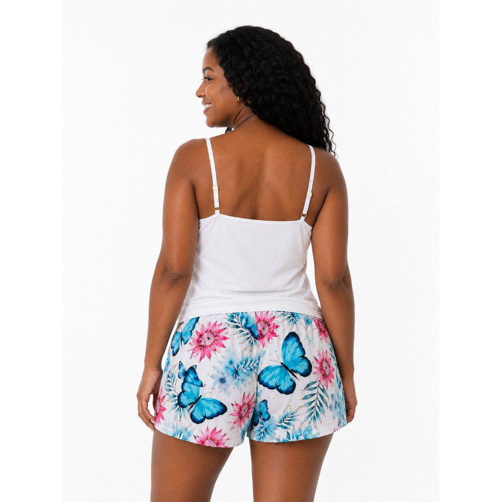 Baby Doll Feminino Short Estampado Para Dormir Fresquinho Adulto Conjunto Pijama Conforto Básico