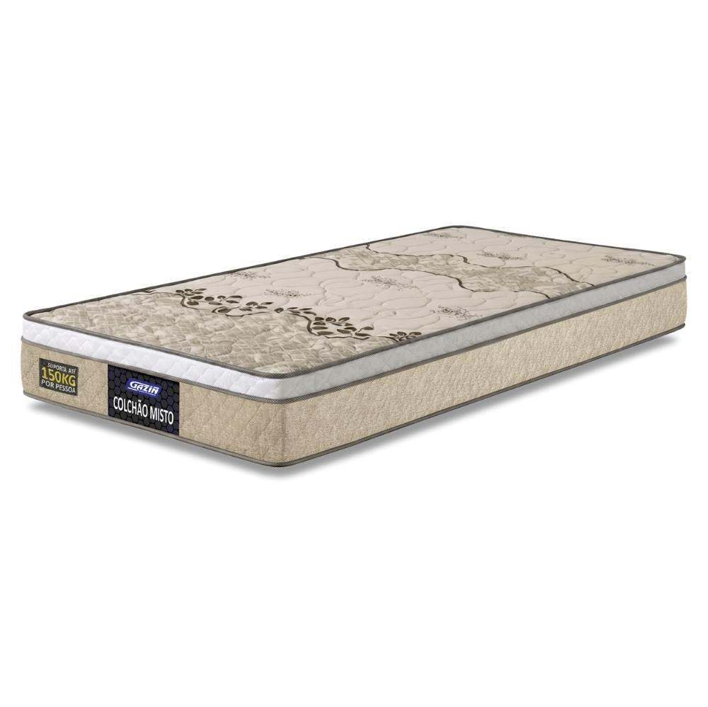 Colchão Solteiro Espuma D33 Fort Gazin 88x188x21cm Bege/Branco - Suporta até 150kg por Pessoa