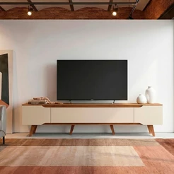 Rack Retrô para TV até 70 Polegadas 2,20 mt Shop Cedro/Off White – Design Moderno e Alta Qualidade