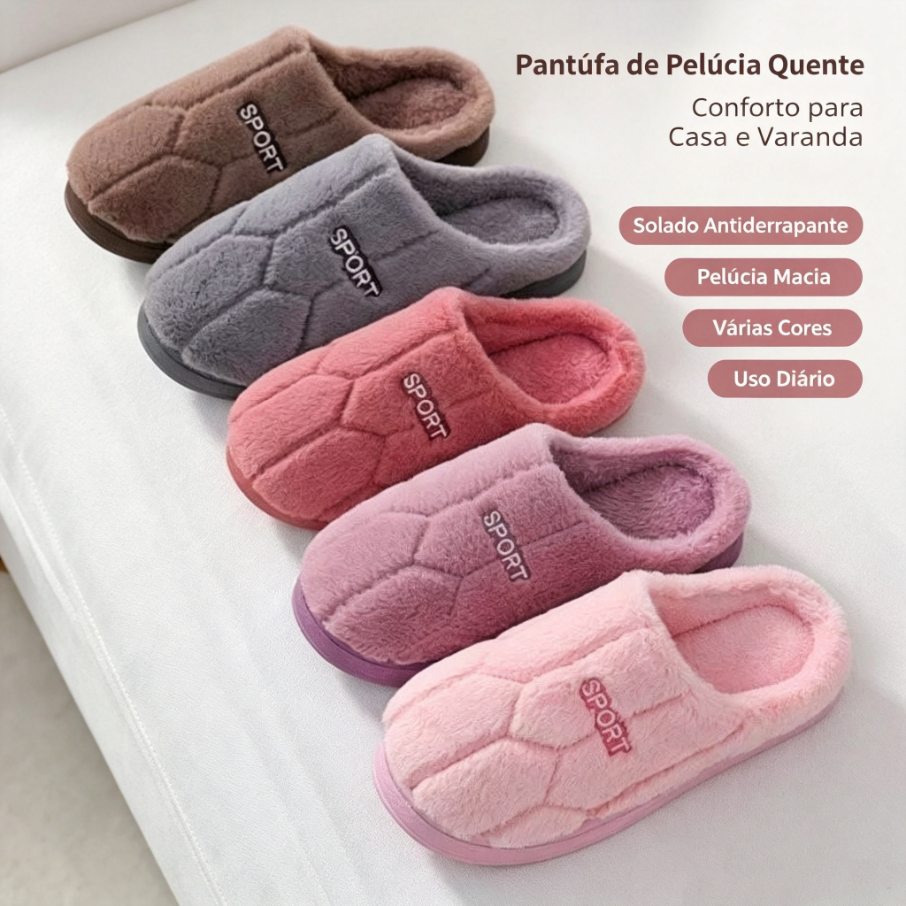 Pantufa de Pelúcia Unissex – Super Macia, Quentinha, Confortável e Antiderrapante