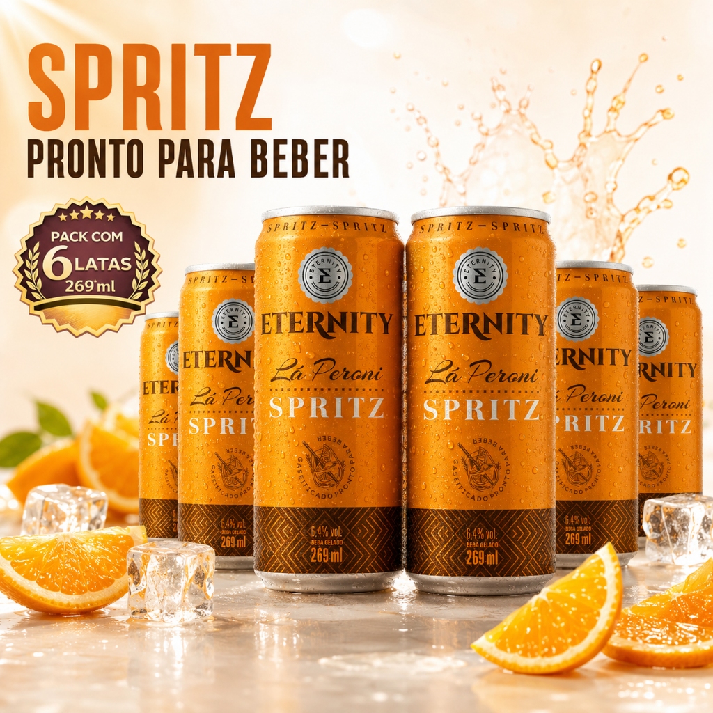 Spritz Eternity Lá Peroni Drink Pronto 269ml Kit 6 12 ou 24 Latas Bebida Alcoólica 6,4% Vol.