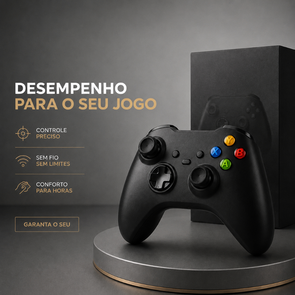 Controle Xbox 360 Sem Fio Wireless para e PC e PlayStation 3 com Receptor USB Joystick Game
