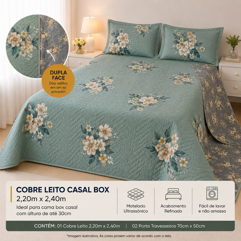 COBRE LEITO CASAL BOX DUPLA FACE – 2,20m x 2,40m
