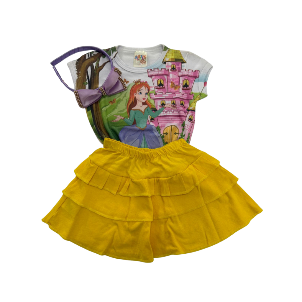 Conjunto Infantil Feminino Saia e Camiseta Tamanho 2