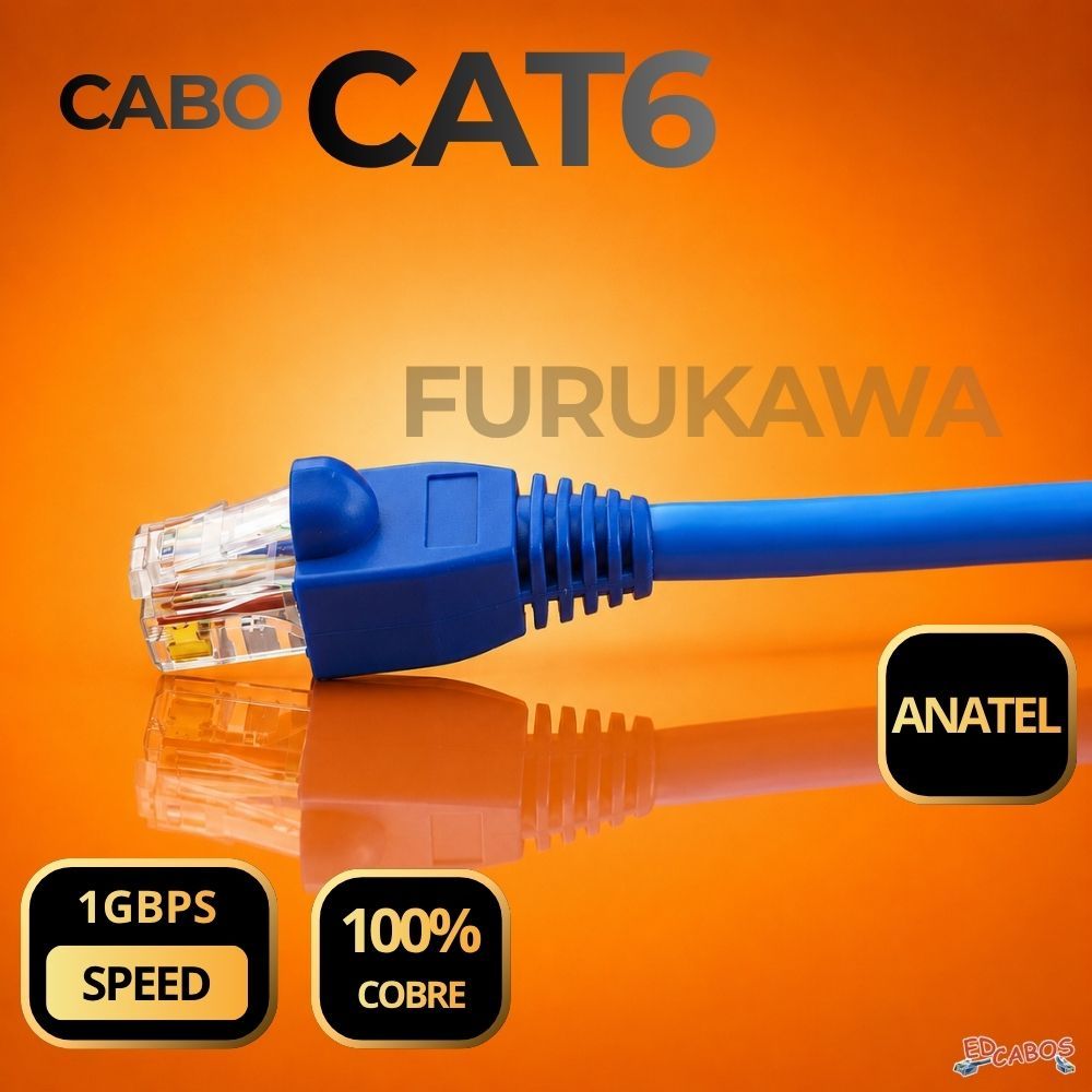 CABO DE REDE CAT6 SOHOPLUS FURUKAWA 100% COBRE 1M 2M 3M 5M