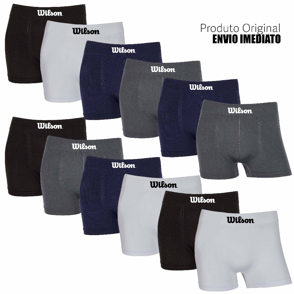 Kit 6 ou 12 cuecas boxer marca Wilson Microfibra Originais