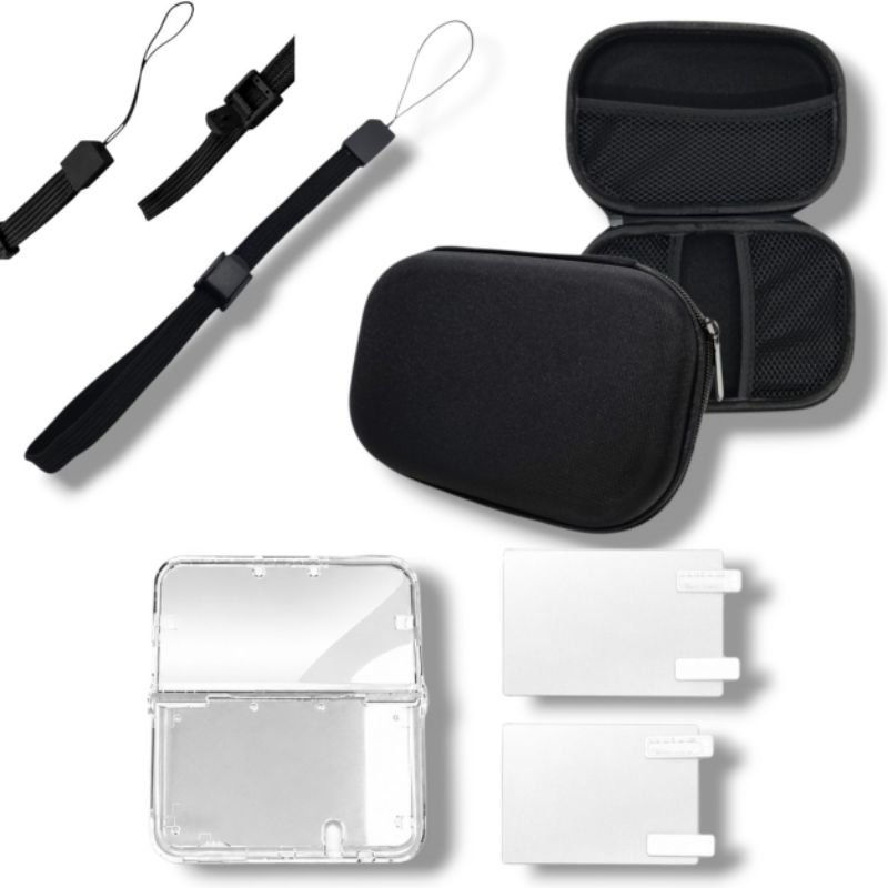 Kit Case XL Acrílico Película Alça segurança para Nintendo 3ds XL LL