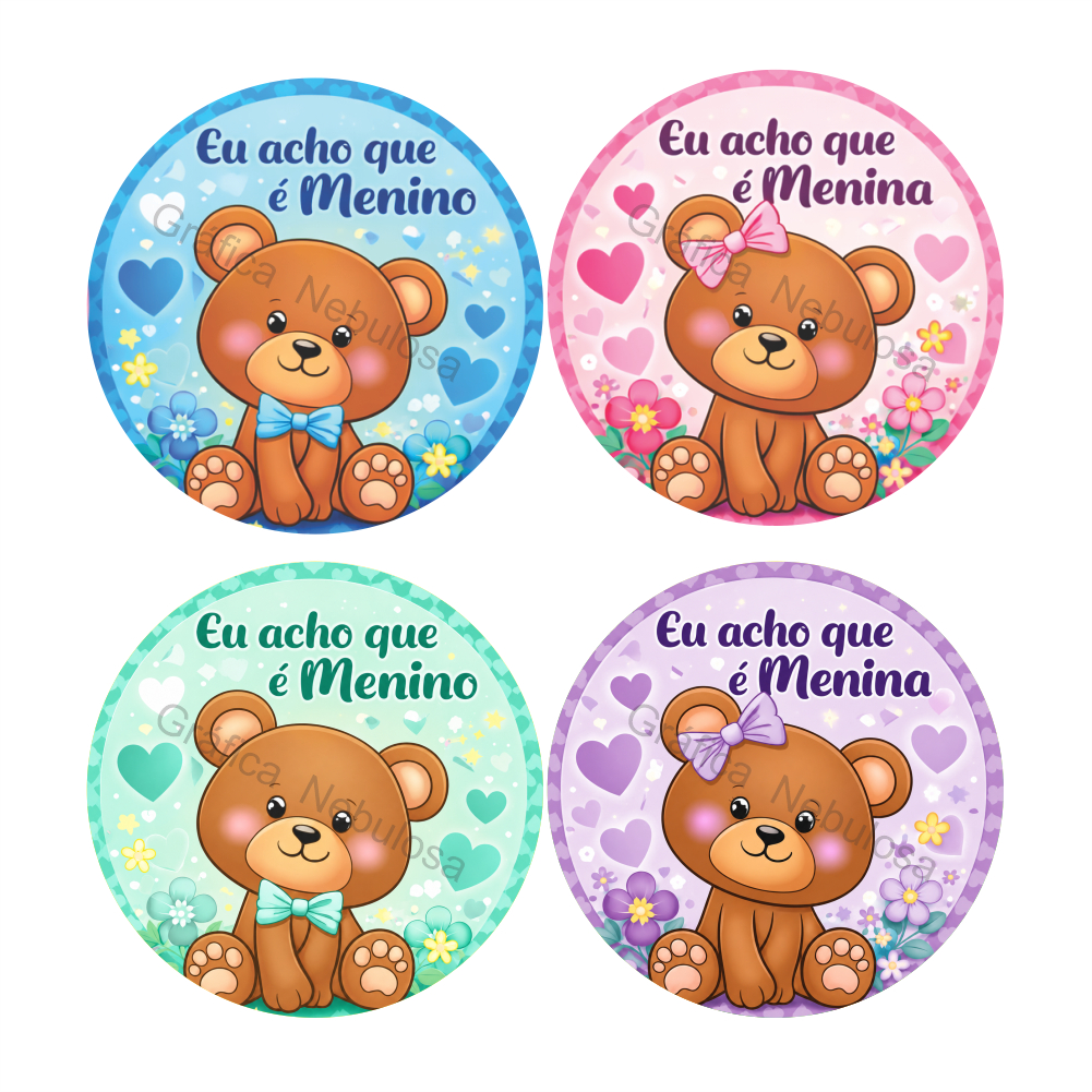Adesivos Chá de Bebê Eu acho que é menino, menina  - Personalizado com Nome Chá Revelação, Lembrancinhas, Aniversário