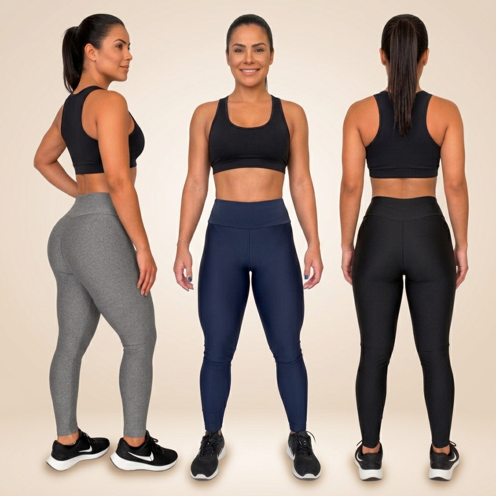 Kit 3 Calça Legging Leg Modeladora Cintura Alta Suplex Sem Transparencia Premium Treino Academia Yoga Feminina