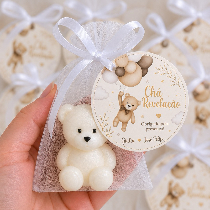 Vela Ursinho Aromática - Com personalizacao. Lembrancinha Delicada