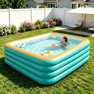 Piscina Inflável Familiar de PVC Portátil Grande Capacidade Diversão para Crianças Dentro e Fora de 