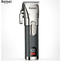 Máquina de corte profissional 2x velocidades KEMEI 1896 BIVOLT 110V 220V SEM FIO PORTÁTIL VISOR LCD