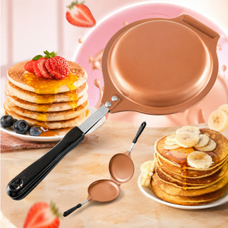 Pancake Maker Panela Panqueca Antiaderente Manual Não Gruda Bronze