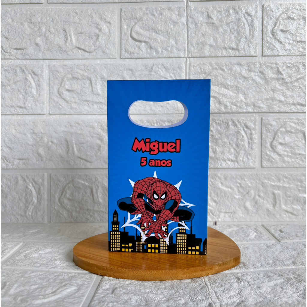 MONTE EM CASA - Sacolinha Surpresa Personalizada Homem Aranha - Tamanho PP - Festa Infantil - Aniversário – Lembrancinha