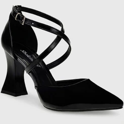 Scarpin Feminino Shekinah Bico Fino Salto Alto Geométrico Taça Tiras Cruzadas Moda
