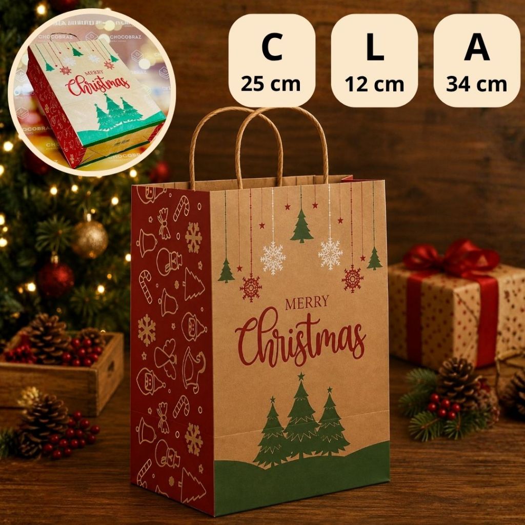 10 SACOLA NATAL (P) - NATAL KRAFT ID5092 (NATAL IDEIA 2025) (CHOCO) · foto 2