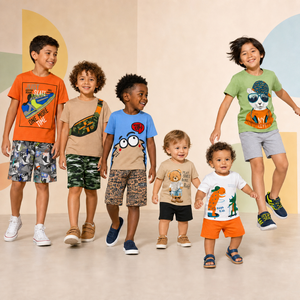 Kit 2 Conjuntos Infantil Juvenil Menino Verão 4 Peças 2 Camisetas + 2 Bermudas Masculinas Sortidos Tam. 1 ao 14 · foto 2