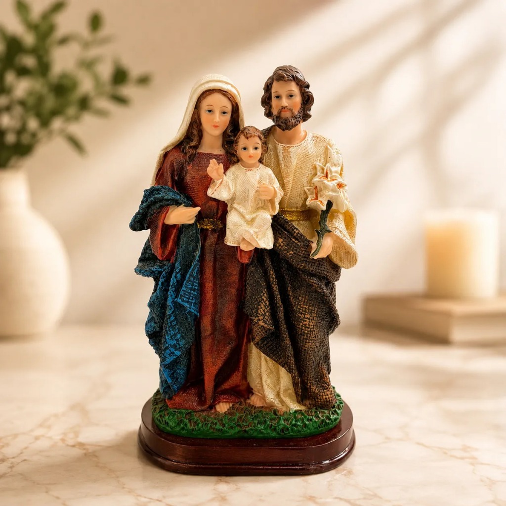 Sagrada Família 16cm Resina Italiana Pintura Realista