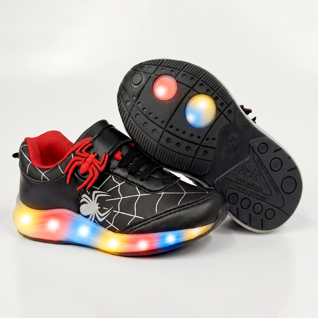 Tenis Infantil Menino Aranha Led Masculino Pisca Pisca Luz Club Happy · foto 2