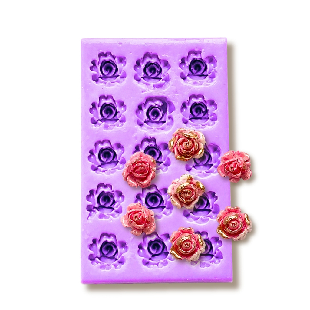 F1406 MOLDE DE SILICONE MINI ROSA CONFEITARIA BISCUIT