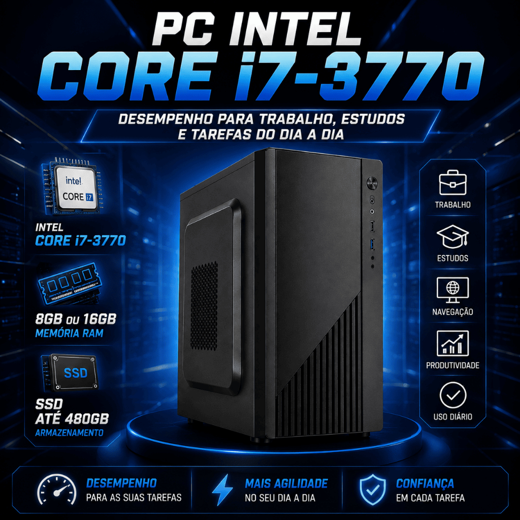 PC Computador Intel Core i7 3770 8GB 16GB RAM SSD 120GB 240GB 480GB Desktop