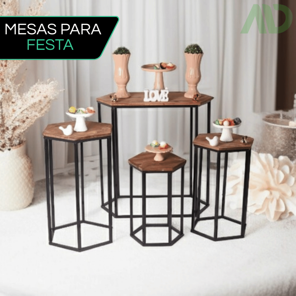Kit 4 Mesas Para Festa Artigo Para Festa Decoração Casa Festa Peque Monte Aniversário Casamento Eventos — imagem 2 de 2