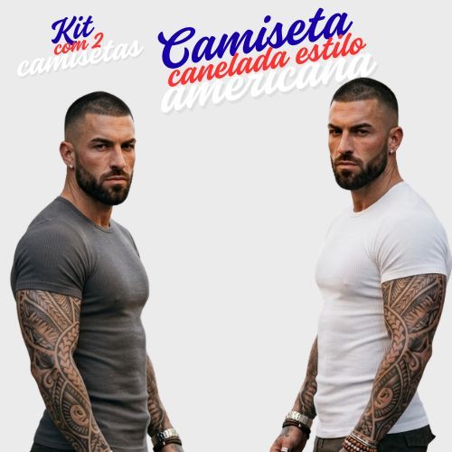 Kit 2 Camiseta  Masculina Canelada Confortável Versatíl Moda Verão Dia Dia Trabalho Academia