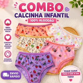 Calcinha infantil Algodão veste de 2 a 10 anos Envio Rápido kits com 3 a 12 unidades