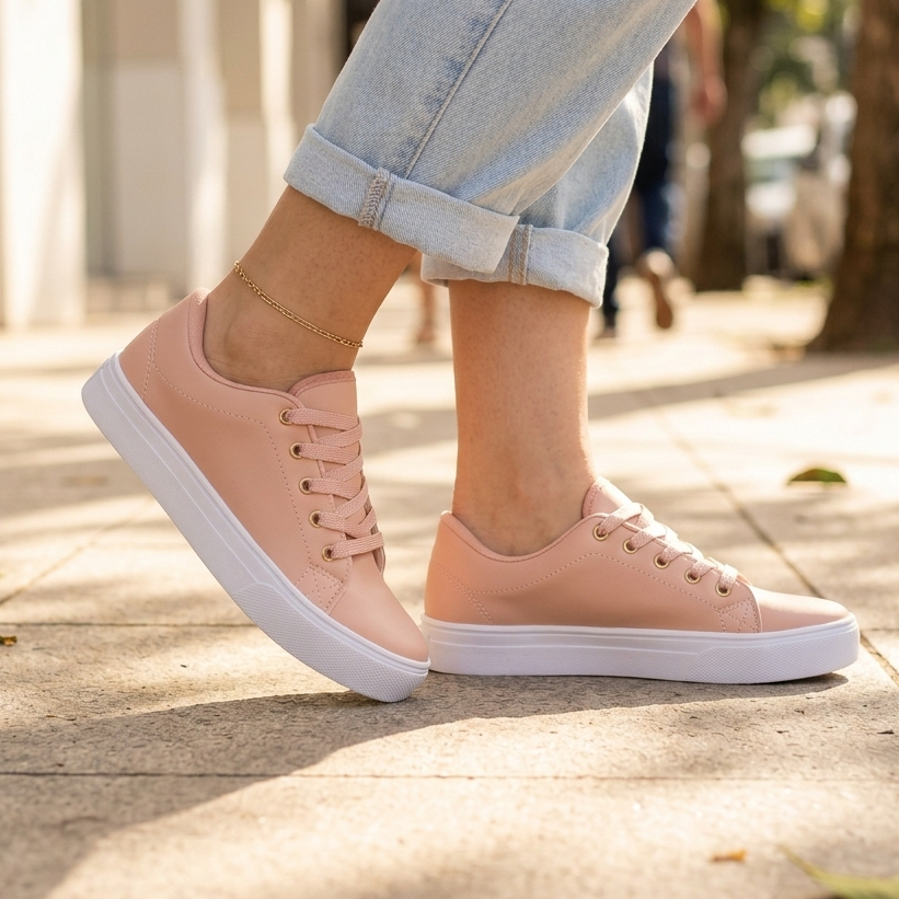 Tênis Feminino Casual  Estiloso Confortável Leve Para Lazer e Trabalho Costurado Resistente Leve Macio