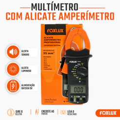 Alicate Amperímetro Digital Foxlux Multímetro 35mm² Profissional para Medições Elétricas
