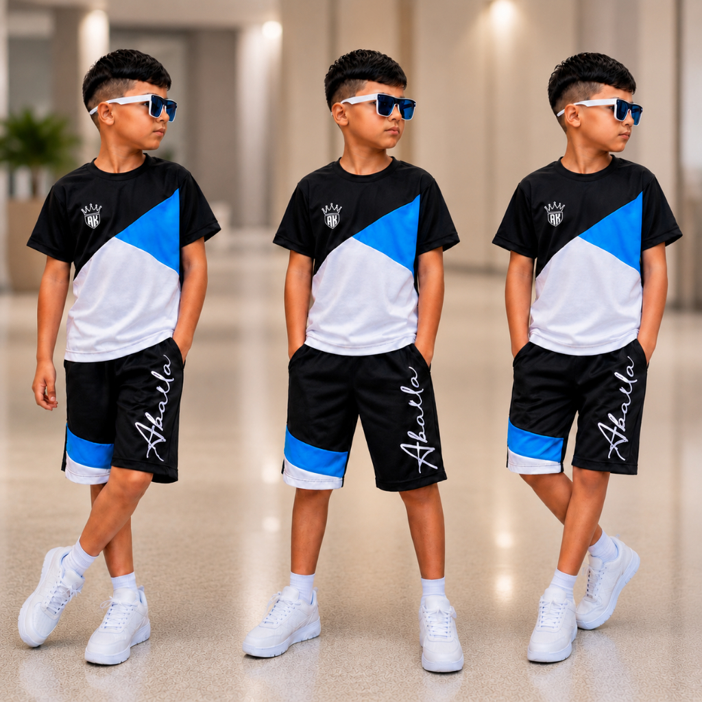 Conjunto Masculino Kit Juvenil Bermuda e Camisa Infantil Modelo Lançamento Veste 4 ao 12