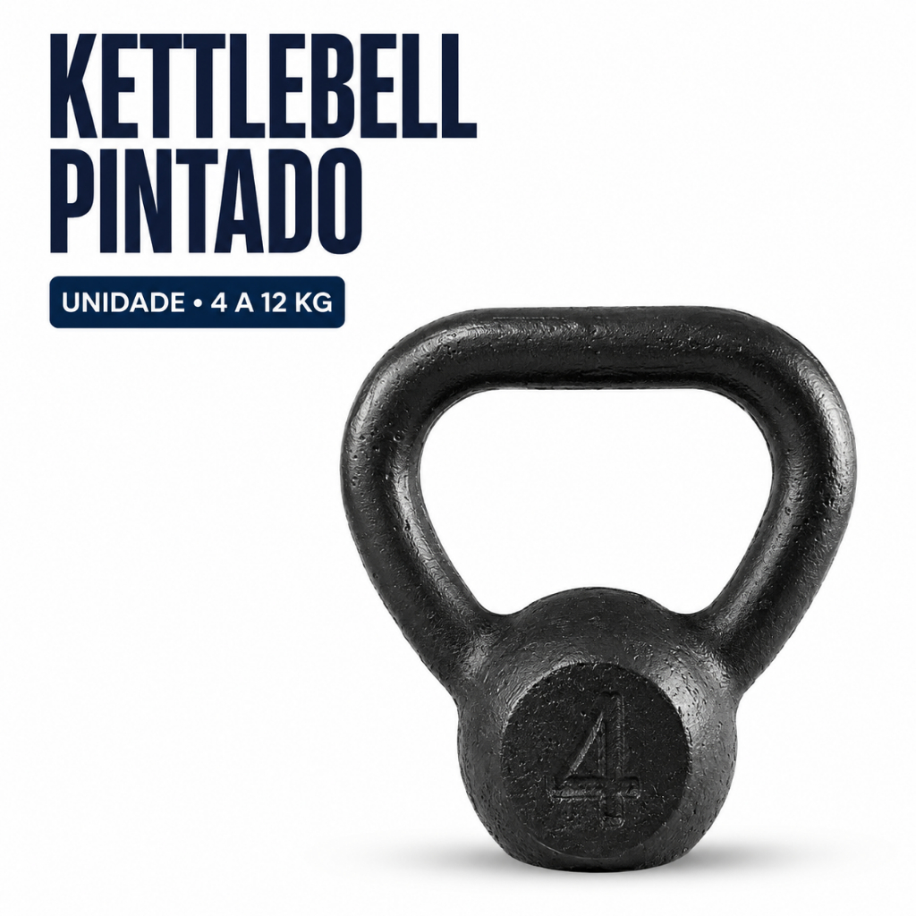 Kettlebell Pintado 4kg a 12kg Crossfit Academia Treino Em Casa Malhar Muculação Ferro Fundido Treino