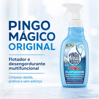 Pingo Mágico Original Eco 500ml Flotador Desengordurante Multiuso Limpeza Pesada Tira Gordura Manchas e Sujeiras