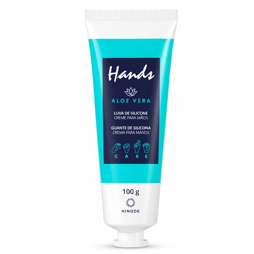 Luva De Silicone Aloe Vera Creme Hidratante Para As Mãos Hands Hinode 100g