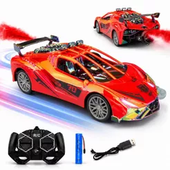 Carro de Controle Remoto RC Drift com Fumaça Luzes LED Bateria Recarregável Brinquedo Infantil