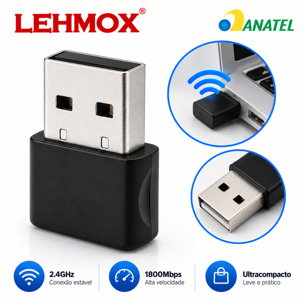 Adaptador Wi-Fi USB 2.4GHz para PC Notebook 950Mbps