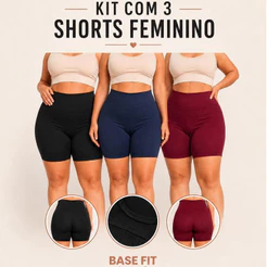 KIT 3 Shorts Meia Coxa Suplex Plus Size Legging G ao G4