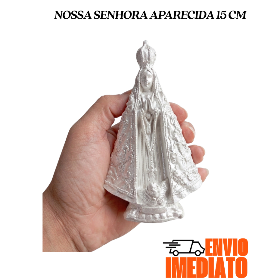 kit 10 und Imagem Nossa Senhora Aparecida 15cm em Gesso Perolada Casamento Batizado Lembrancinha