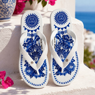 Chinelo Feminino Branco Azul Confortável Estilo Aconchegante do 33 ao 40