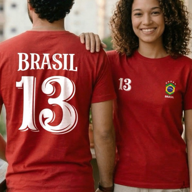 Camiseta T-Shirt "Brasil 13" Edição Copa do Mundo Unissex em Algodão Estampa Premium