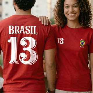 Camiseta T-Shirt "Brasil 13" Edição Copa do Mundo Unissex em Algodão Estampa Premium