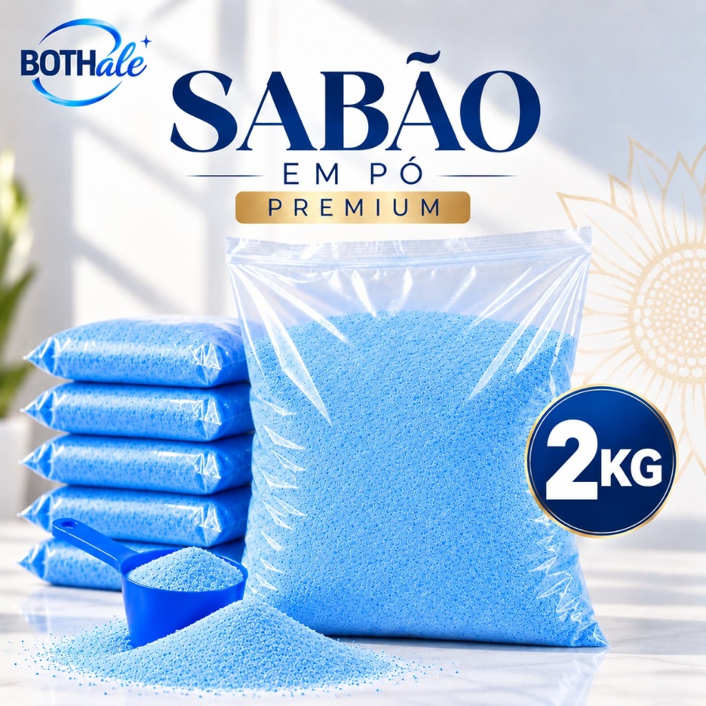 Sabão em Pó Premium 2Kg | Limpeza Profunda, Remove Manchas e Perfume Duradouro