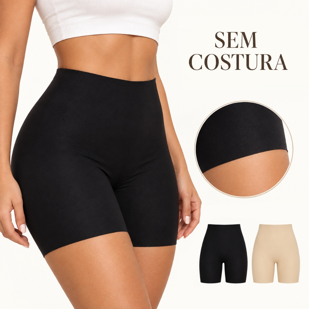 Short Feminino Sem Costura Segurança Anti Atrito Não Marca Cintura Alta Confortável para Vestido Saia
