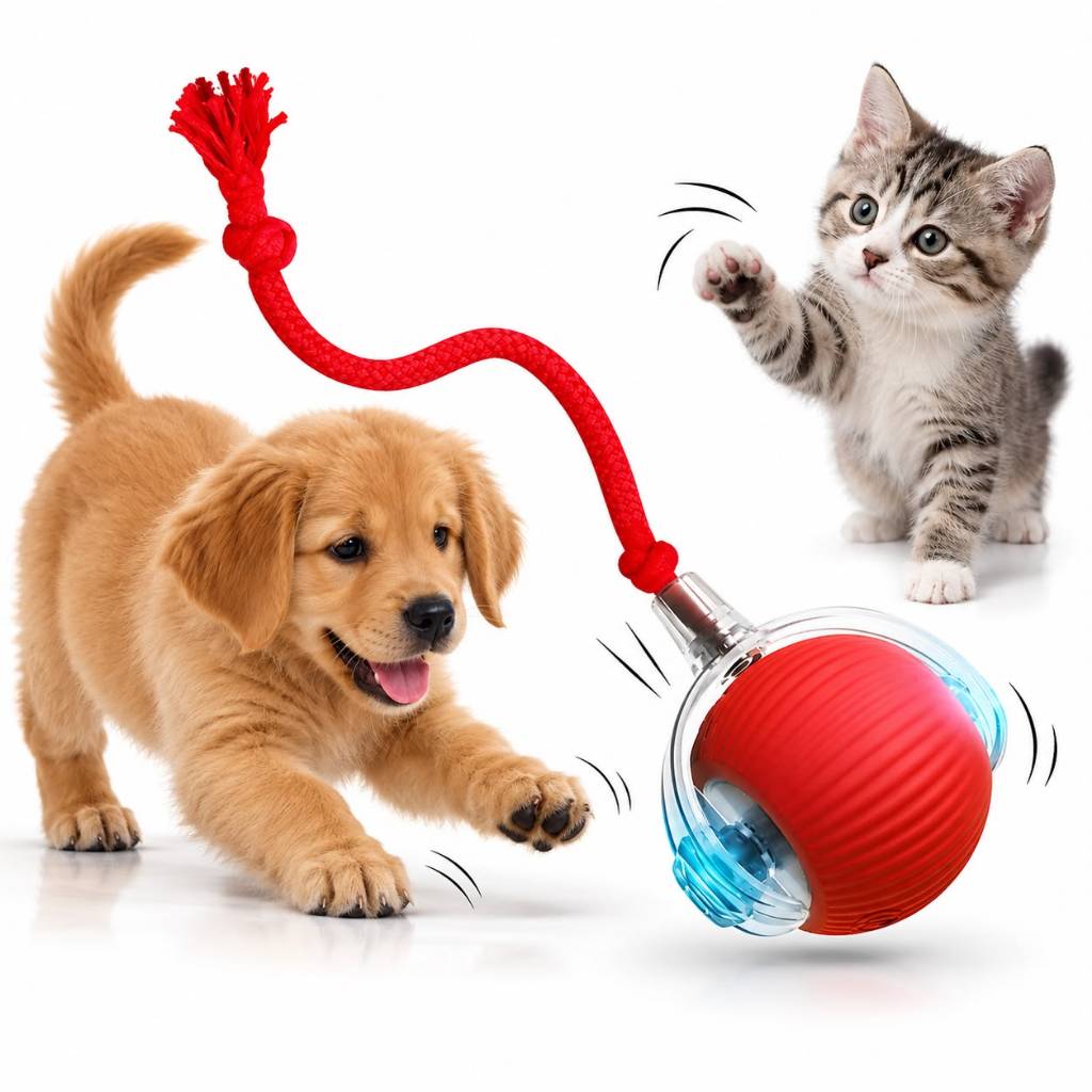 Bolinha Inteligente Automática para Gatos e Cachorros | Brinquedo Interativo com Movimento Automático
