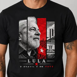 Camiseta Lula O Brasil É do Povo Algodão Unissex Estampada Branca ou Preta Manga Curta gola redonda