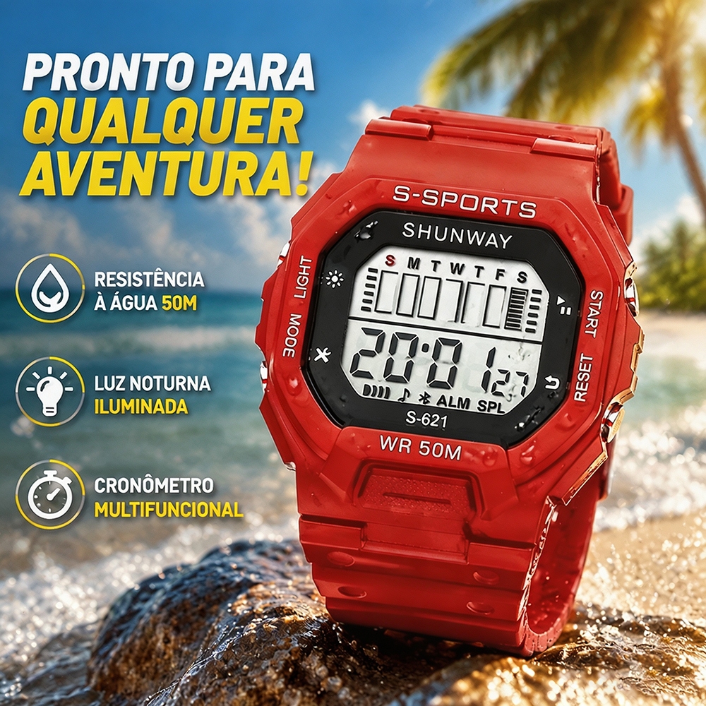 Relógio A Prova Dágua Masculino Original  Esportivo  Equipamento De Mergulho E Natação