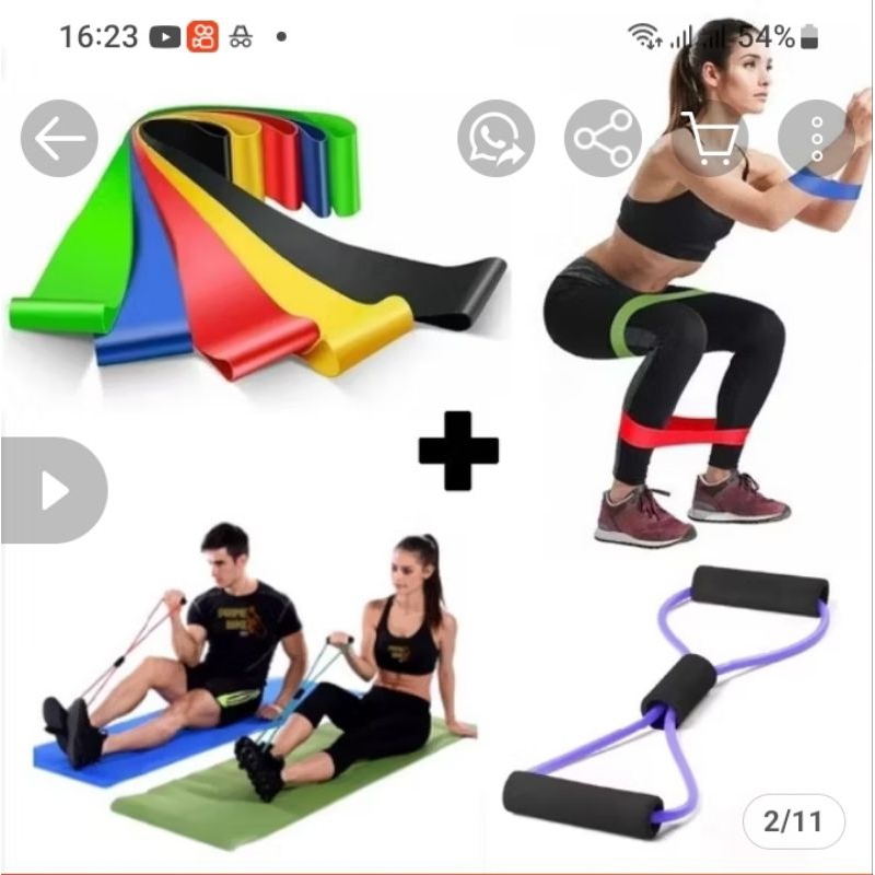 Kit5 Elástico de Treino Mini Band + Elástico Tensão Extensor Exercício Treino Funcional Fisioterapia