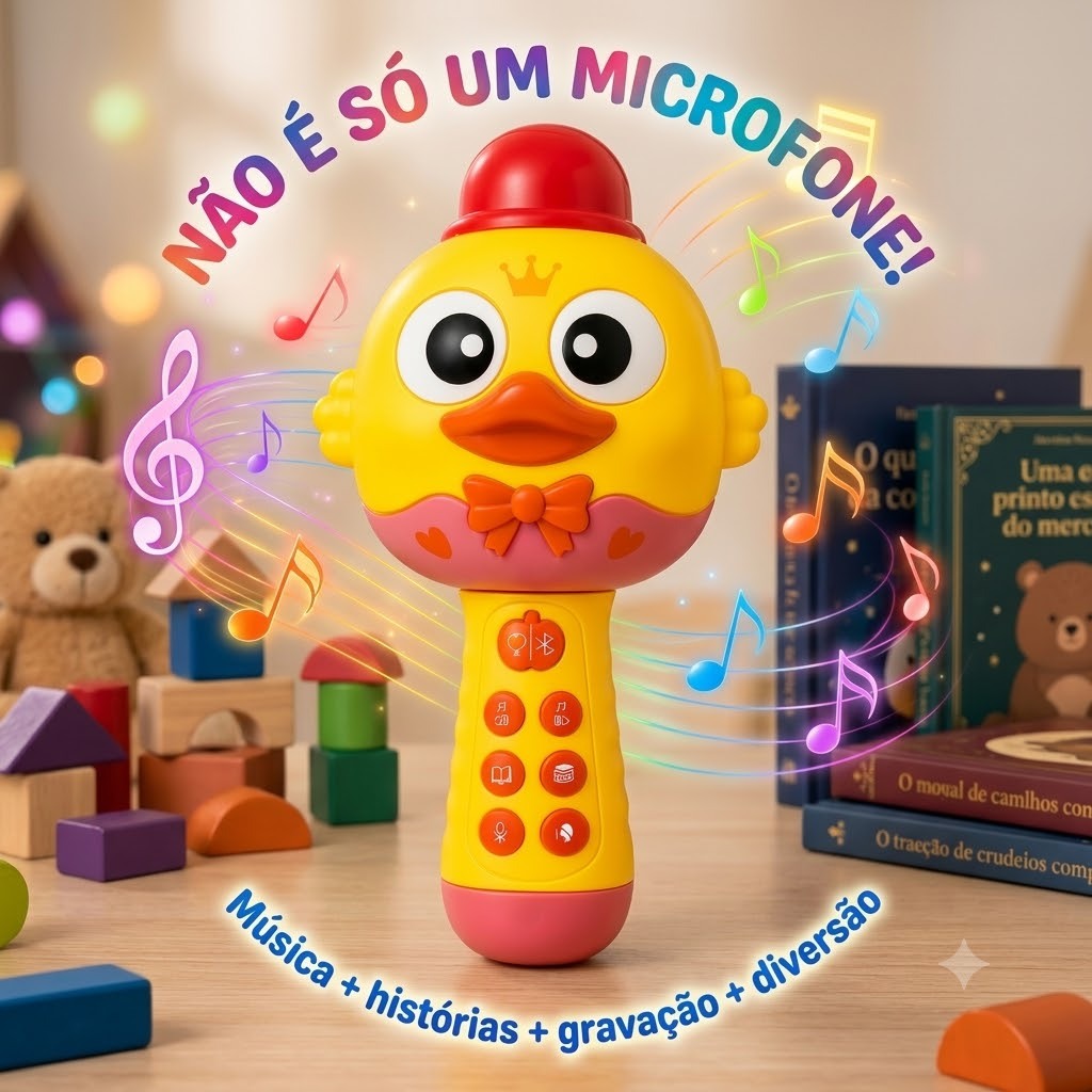 Microfone Infantil Bluetooth Recarregável Grava Voz Música Histórias Luz USB Brinquedo Meninas