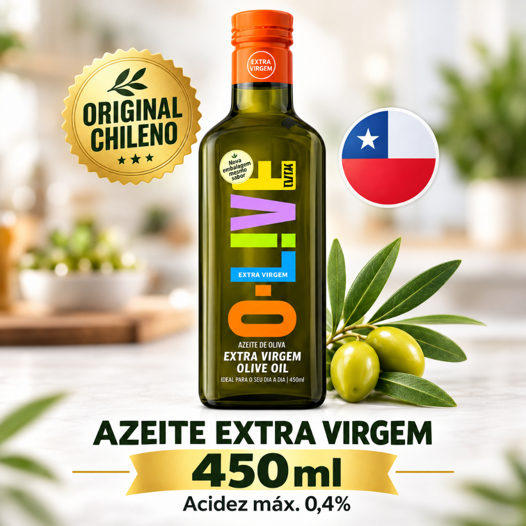 Azeite O-Live Extra Virgem 450ml 0,4% Chileno Original Kit 1 2 3 4 Unidades